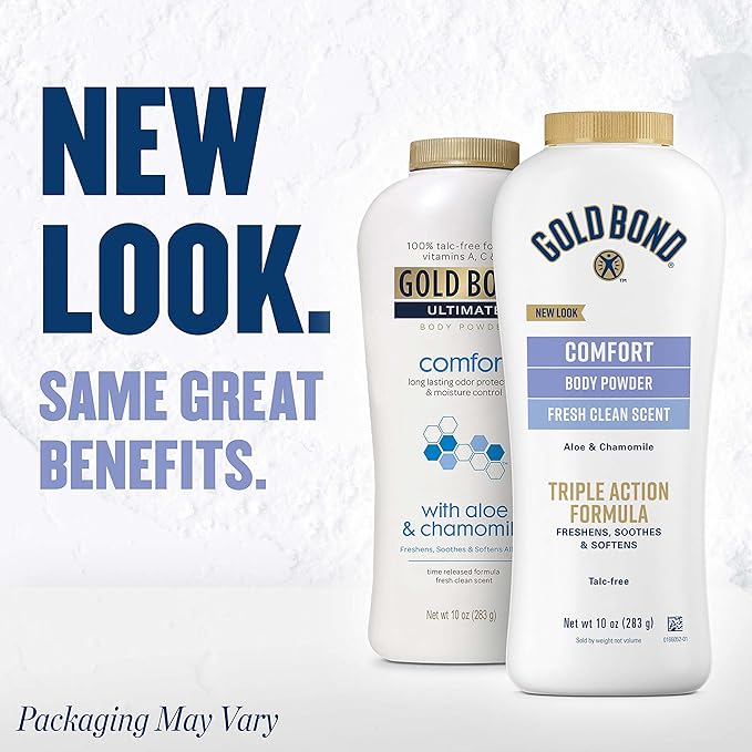 Gold Bond Comfort Body Powder for Men and Women, 10 oz., Talc-Free, Fresh Clean Scent With Aloe & Chamomile