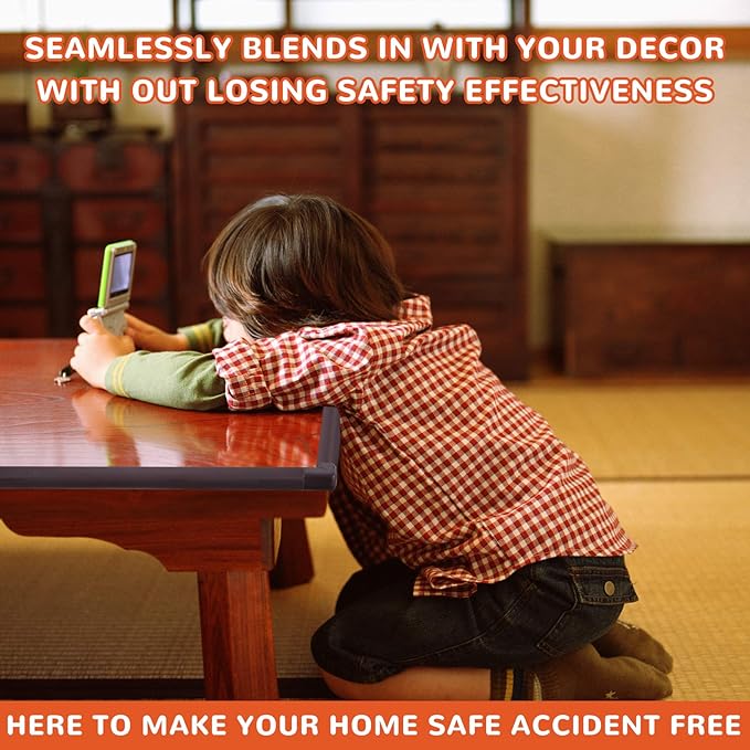 Baby Proofing Edge and Corner Guards, Safety 3M Pre-Taped Furniture Bumper, Coffee Brown, Heavy-Duty (Brown, 6.5 Feet + 4 Corner)