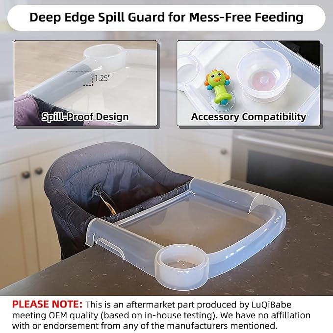 Clear Plastic Baby Dining Tray Compatible with Ingle-sina Fast Table Chair for Home & Restaurant Use, Portable Clip-On Feeding Tray for Hook-On High Chairs, Dishwasher Safe & BPA Free