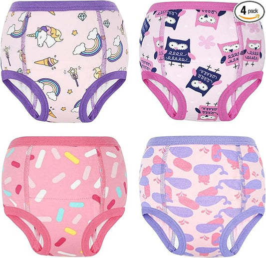MooMoo Baby Cotton Potty Training Underwear 4 Packs Absorbent Training Pants for Girls and Boys 5T