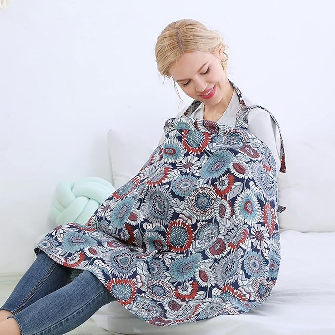 insular Nursing Cover for Breastfeeding, Infant Feeding Cover Breathable Cotton Privacy Breastfeeding Apron, Rose