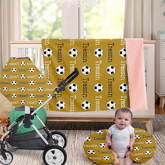 Baby Nursing Pillow Cover - Personalized Name Soccer Theme Breastfeeding U-Shaped for Bottle Feeding, Ultra Soft Comfortable Breastfeeding Pillow Cover for Infant Baby Boys and Girls