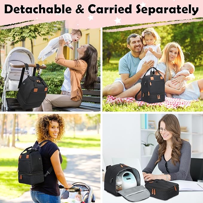 Breast Pump Bag for Spectra S1/S2 - Spectra Pump Bag with Ice Pack & Waterproof Mat, Portable Breast Milk Cooler Case for Work, Travel and Family Use, Black