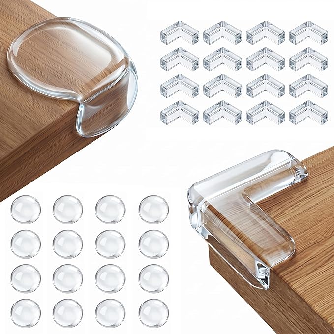 Extra Large & Ultra-Safe Baby Corner Protector Guards - 2 Shapes 32-Piece Clear Corner Protectors for Furniture, Super Strong Adhesive, Baby Proofing for Sharp Edges, Easy to Install Child Safety Set
