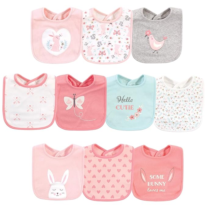 Hudson Baby Unisex Baby Cotton Bibs, Sweet Bunny, One Size