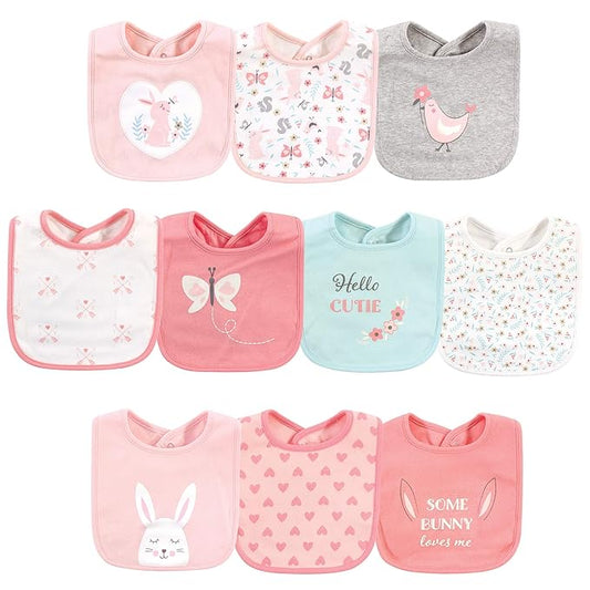 Hudson Baby Unisex Baby Cotton Bibs, Sweet Bunny, One Size
