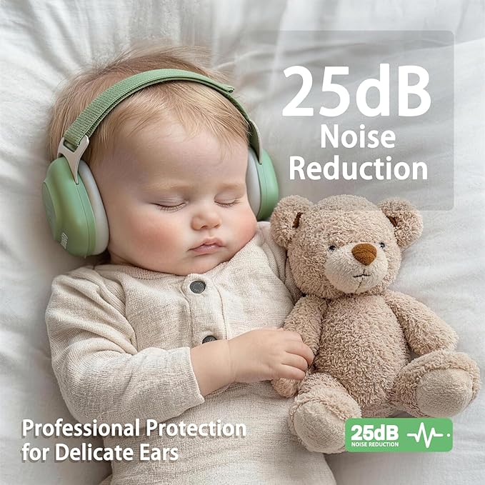 Baby Muffs Noise Reduction Headphones for Toddlers, Protects Hearing Earmuff for Baby 3–48 Months, 24dB Noise Cancelling Headphones for Airplane Travel, Party and Fireworks.