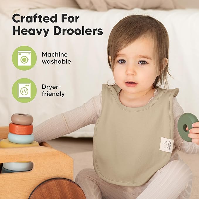 KeaBabies 8-Pack Bibs for Baby Girl, Boy - Pullover Large Baby Bibs for Drooling and Teething Infant, Newborn, Soft & Absorbent Organic Cotton, Long Torso Coverage Keep Toddler Clean & Dry (Eclipse)