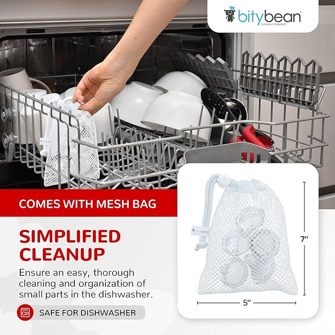 BityBean - NUK Nipple Replacement Spouts, Clear Silicone, Pack of 10 with Dishwasher Safe Mesh Bag - Fits NUK Bottle (10)
