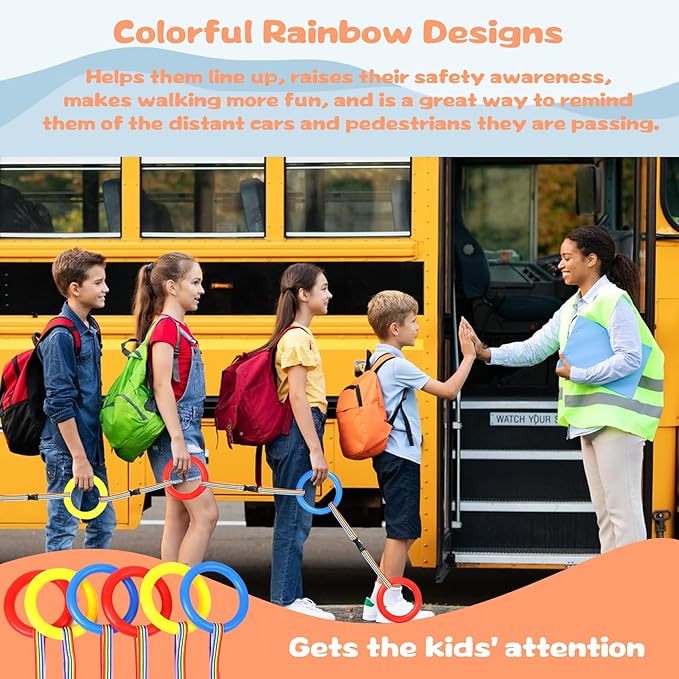 12 Sets Walking Rope for Preschool Toddlers Walking Rope, Detachable Transition Ropes with Handles, Colored Cords for Preschoolers, School and Outdoor Use