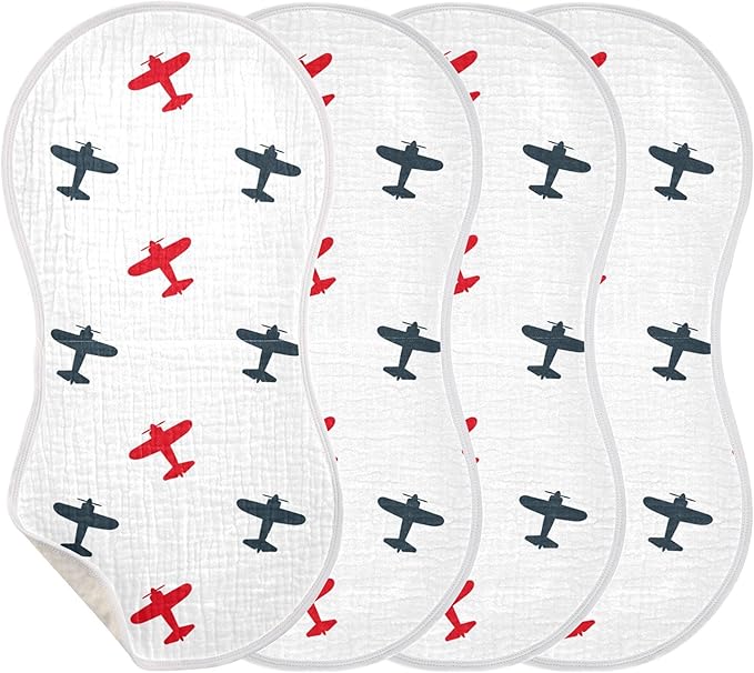 Airplanes Planes Burp Cloths Baby Boys Girls Absorbent Soft Cotton Burping Cloths Rags 4 Pack