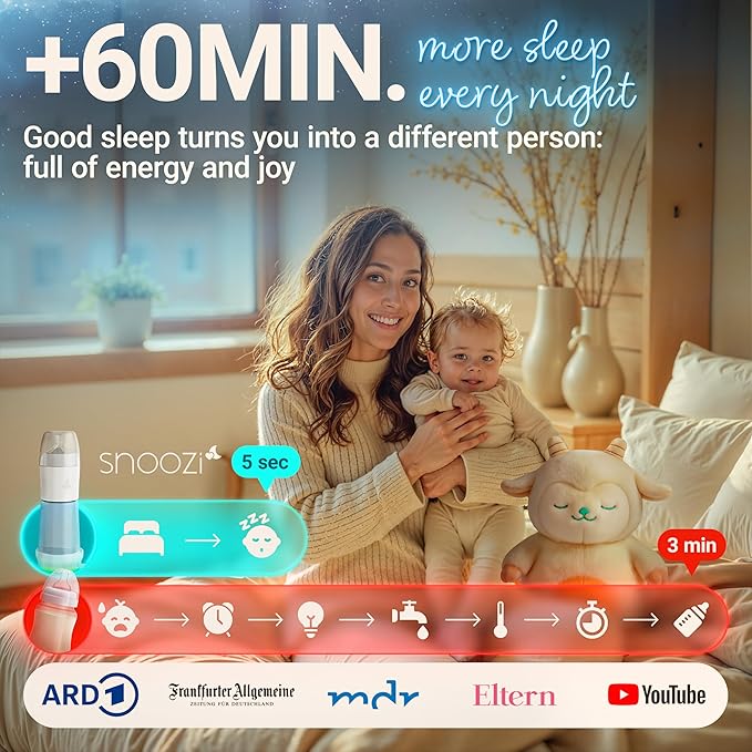 SNOOZI Set of 2 – Baby Night Bottle with Bottle Warmer – Baby Bottle with Integrated Formula Dispenser in The Bottle for Stress-Free Night Feedings (2 Bottles per Night)