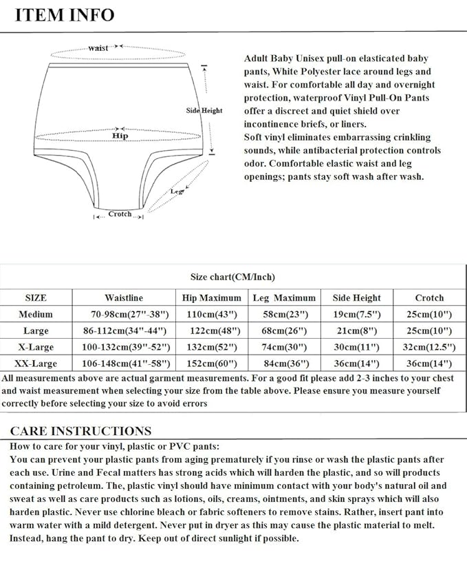 Haian Adult Incontinence Pull-on Plastic Pants Lace Panties with White Lace (XX-Large, Transparent Pink)