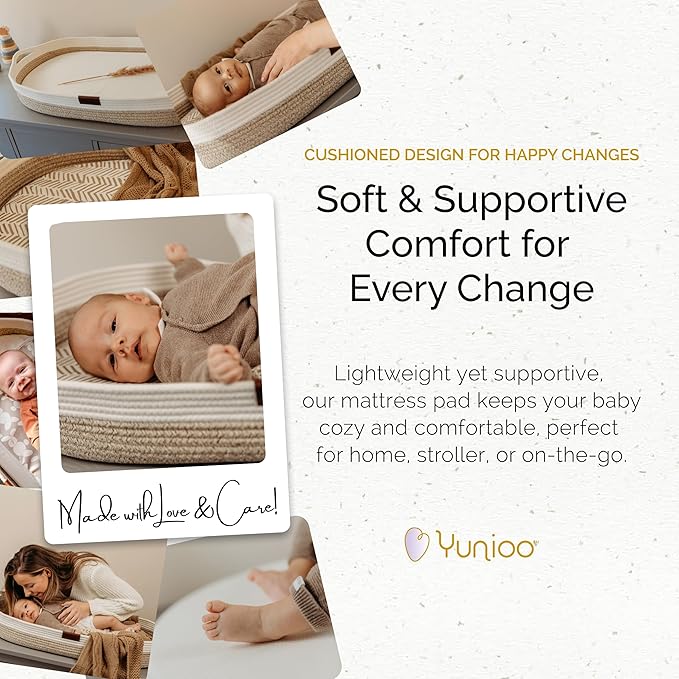 Yunioo Foldable Baby Changing Pad 31” x 16” - Waterproof & Ultra Soft Mattress for Diaper Changing Station - Portable Table Topper & Moses Basket Replacement - Easy to Clean