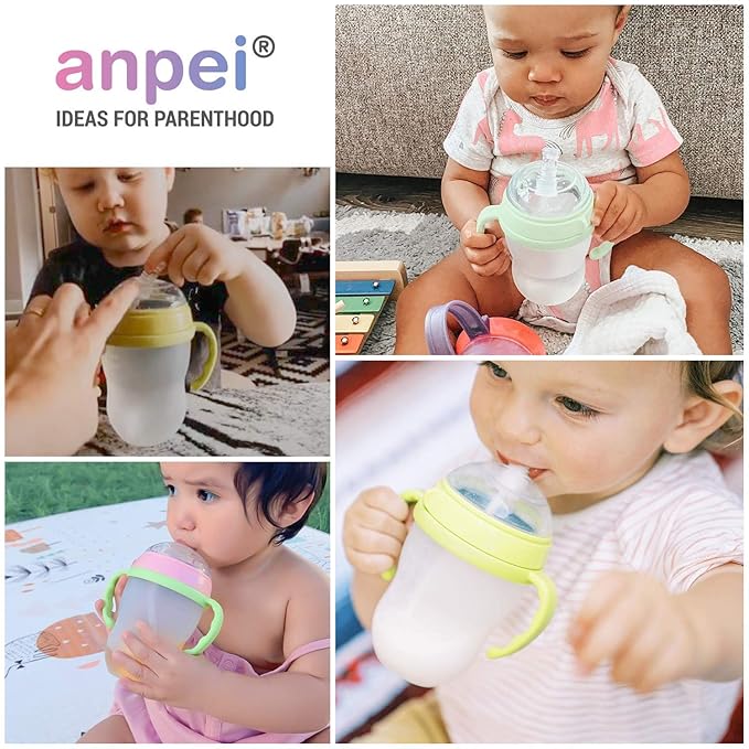 Straw Cup Straw Transitional Nipples Set of 2 with Nipple Storage Case Compatible with Comotomo Baby Bottles, 5 oz and 8 oz