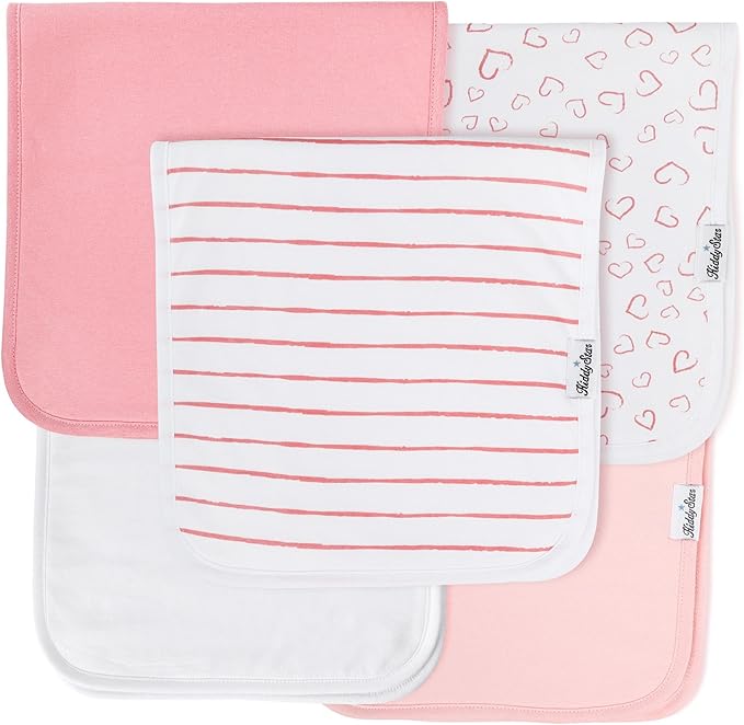 KiddyStar 5-Pack Burp Cloths – Organic Cotton, Soft, Large & Absorbent 3-Layer Towels for Newborns – Essential for Feeding & Spit-Up