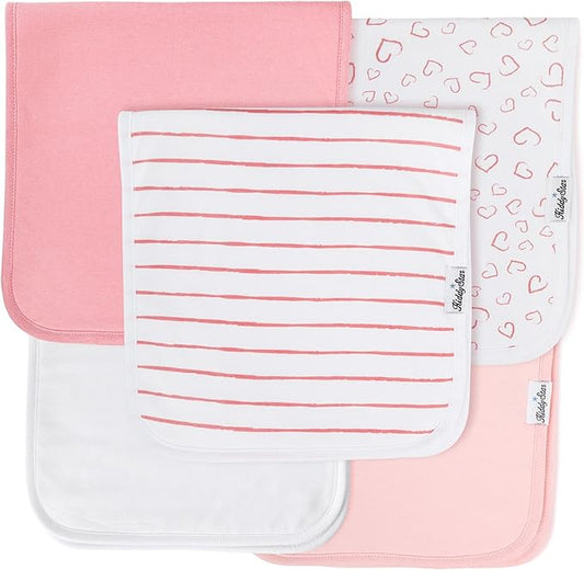 KiddyStar 5-Pack Burp Cloths – Organic Cotton, Soft, Large & Absorbent 3-Layer Towels for Newborns – Essential for Feeding & Spit-Up