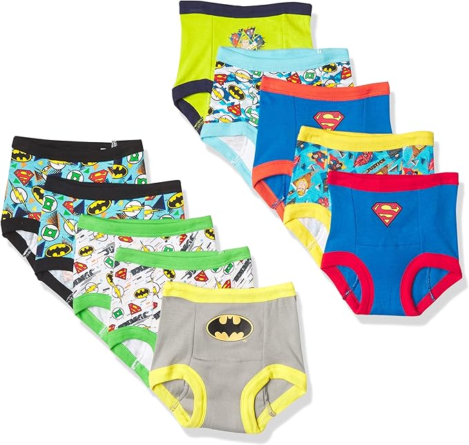 DC Comics Unisex Baby Toddler Potty Training Pants With Superman, Batman & Wonder Woman With Success Chart & Stickers