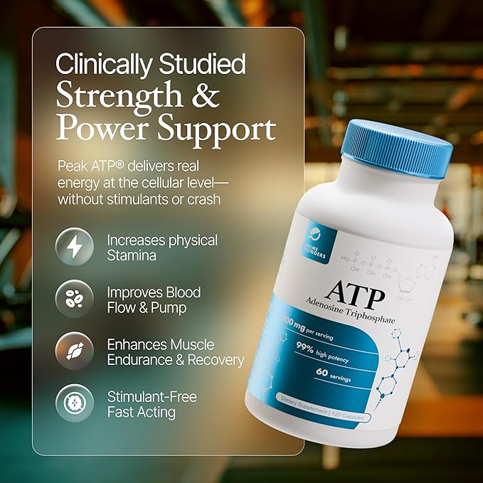 Prime Powders ATP Capsules - 120 Capsules - Adenosine Triphosphate Disodium - 400mg per Serving - Boost Energy Endurance Stamina