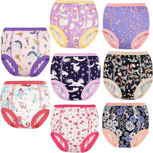 MooMoo Baby 8 Packs Potty Training Pants Cotton Absorbent Training Underwear for Toddler Boy and Girls 2T-9T