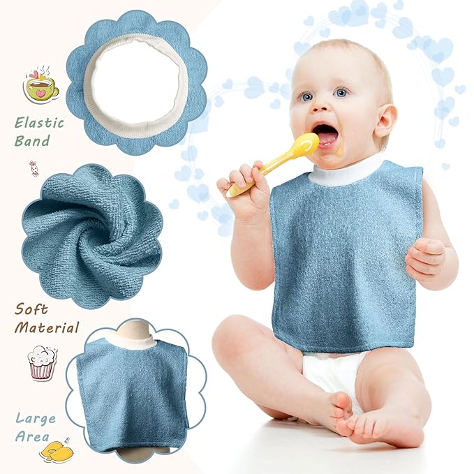 Foaincore 6 Pcs Pullover Baby Bibs Cotton Terry Toddler Absorbent Infant for Feeding and Drooling Towel Bib (Bright Color)
