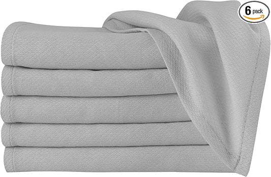 Deluxe 100% Natural Cotton Birdseye Cloth Diapers for Babies - Absorbent Cloth Diapers Burp Cloths - Grey - 6 Pack