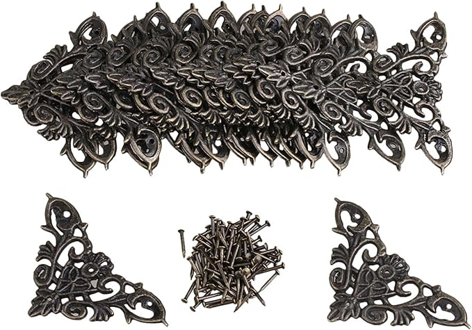 Furniture Decorative Cover Vintage Decor Box Corner Decorative Metal Corners Appliques for Furniture Pack of 20