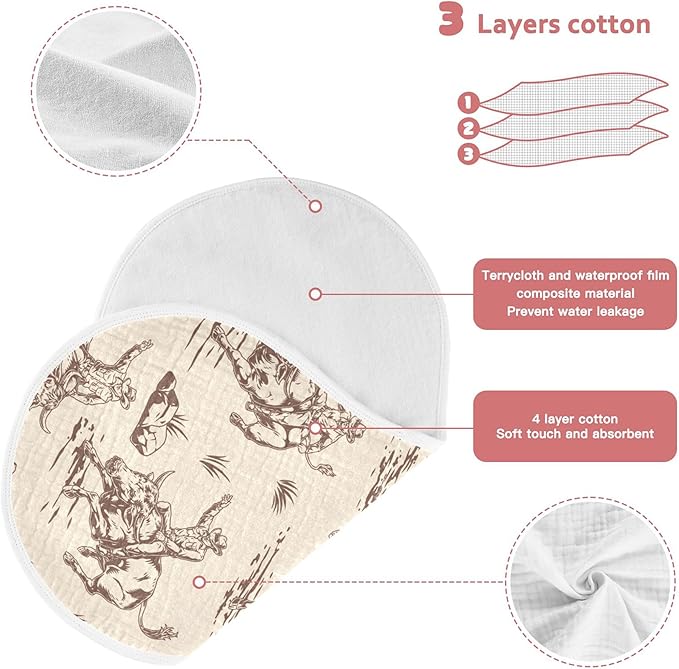 Cow Cowboy Western Burp Cloths Baby Boys Girls Absorbent Soft Cotton Burping Cloths Rags, 4 Pack