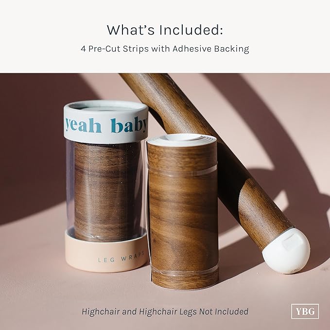 Yeah Baby Goods Highchair Leg Wraps (Walnut) - Compatible with The IKEA Antilop Highchair - Stylish IKEA High Chair Accessories w/Easy Self-Adhesive