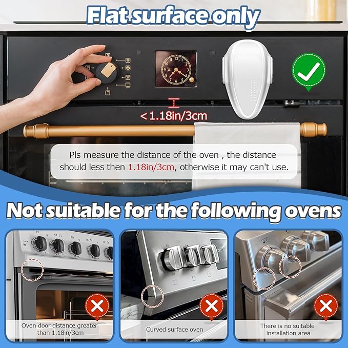 Oven Lock Child Safety (2Pack), Premium Baby Proofing Oven Door Locks, Easy to Install & Use Durable and Heat-Resistant Material no Tools Need or Drill Oven Child Safety Lock (White)