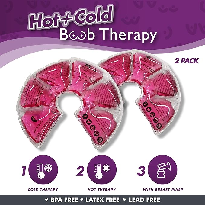 Mommyz Love Gel Nursing Pads for Breastfeeding - Hot & Cold Therapy Gel Breastfeeding Pads for Clogged Ducts Relief - Soothing Reusable Breast Pads for Nursing to Relieve Engorgement & Sore Breasts