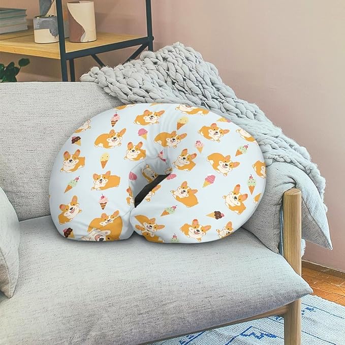 Cute Dogs Breastfeeding Pillow Cover Newborn U-Shaped Breastfeeding Pillowcase Cushion Cover Easy to Use and Dustptoof