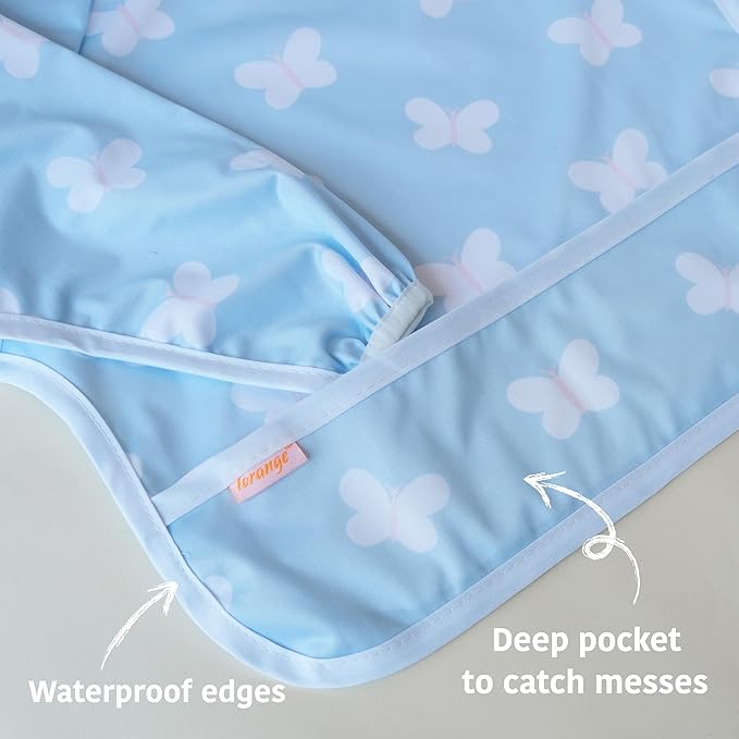Waterproof Long Sleeve Bib – Machine Washable Baby Bibs for Eating – Baby Smock Bib for Toddler – BLW Supplies for Baby