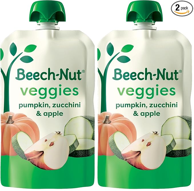 Beech-Nut Baby Food Pouches, Pumpkin Zucchini Apple Veggie Puree Baby & Toddler Food, 3.5 oz (24 Pack)