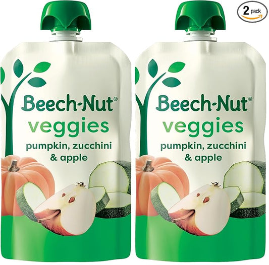Beech-Nut Baby Food Pouches, Pumpkin Zucchini Apple Veggie Puree Baby & Toddler Food, 3.5 oz (24 Pack)