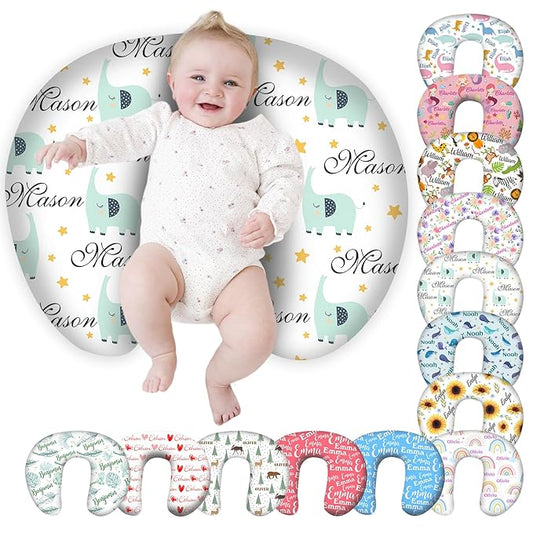 Personalized Baby Nursing Pillow Cover Custom with Name, Elephant Theme Customized Boy & Girl Gifts