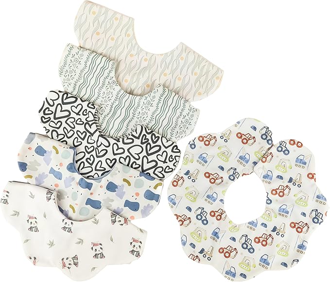 JUVA 6-Pack Organic Cotton Baby Bibs, Absorbent & Reversible, 360° Rotating Drool Bibs for Boys & Girls 0-24M