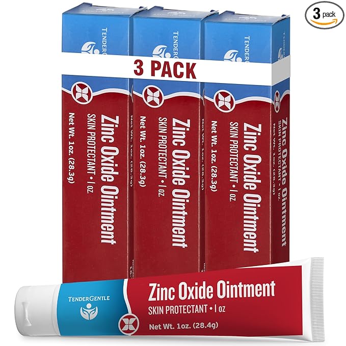 Zinc Oxide Ointment for Adults and Babies - Pack of 3, 1 oz Diaper Rash Ointment - Skin Protectant for Diaper Rashes, Cuts, and Burns