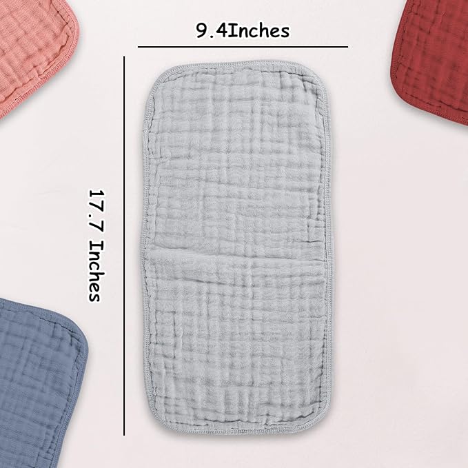 Muslin Solid Burp Cloths 100% Cotton Large 18''x10'' Extra Soft and Absorbent Multifunctional 6 Pack Baby Burping Cloth for Unisex Boys Girls (All)