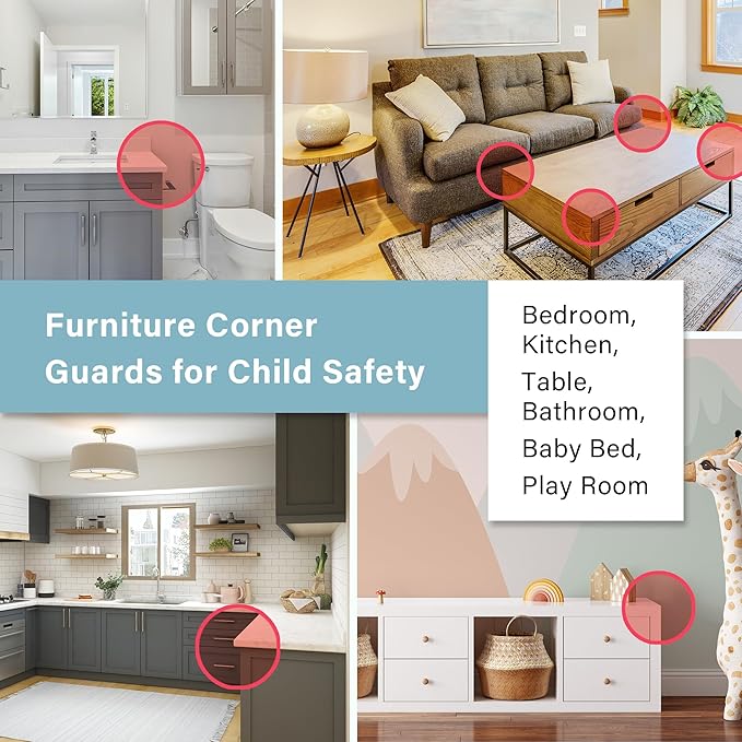 CPSIA Safety Certified Corner Guards Corner Protectors for Baby, 12 Pack, Clear Furniture & Edge Corner Covers, Adhesive Pre-Taped, BPA-Free, L Shape