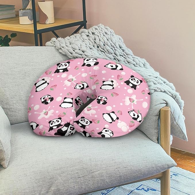 Forchrinse Cute Panda Nursing Pillow Cover for Baby Girls Breastfeeding Pillow Case Nursing Pillow Slipcover Easy to Care