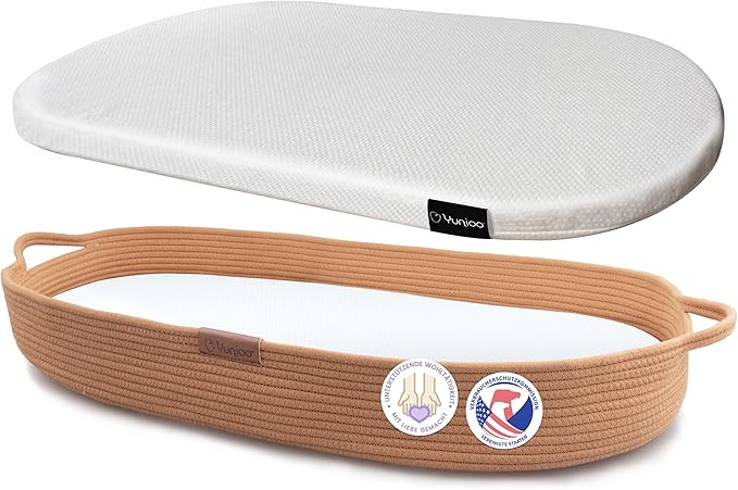 Yunioo Baby Changing Basket, Portable Diaper Changing Pad, Moses Basket for Newborns, Changing Table Topper for Baby Nursery, Waterproof Travel Pad Cover