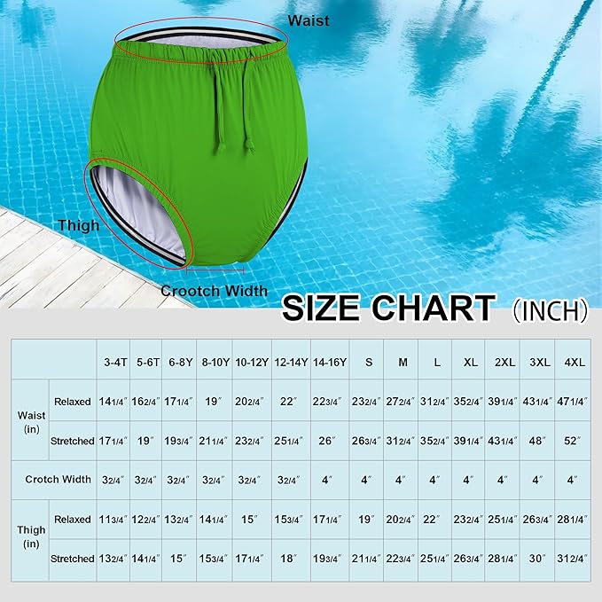 Special Needs Reusable Swim Diaper – Waterproof & Leakproof Incontinence Swimwear for Toddler, Youth & Adult, Unisex Cloth Diaper Cover (Lime Green, XL)