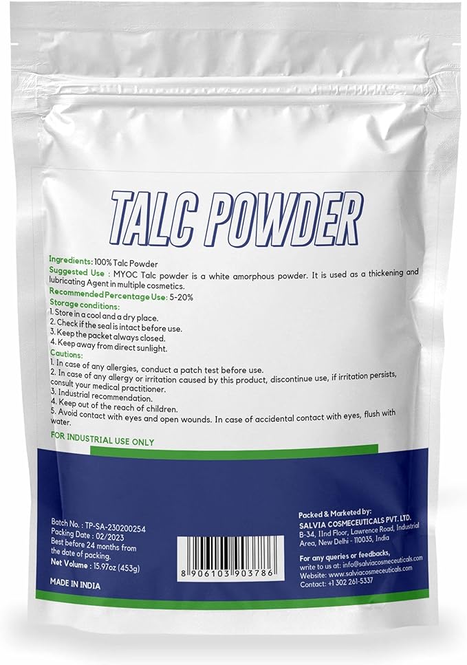 Talc Powder – Cosmetic Grade – 453 g / 15.97 oz – Mineral Powder for Skincare, Body Care & Cosmetic Formulations