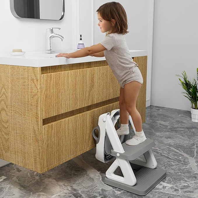 Potty Training Seat with Step Stool Ladder for Kids and Toddler,Wiifo Sturdy Potty Ladder with Soft Padded Cushion for Toddler Boys and Girls(Light Grey) 2026 New Version