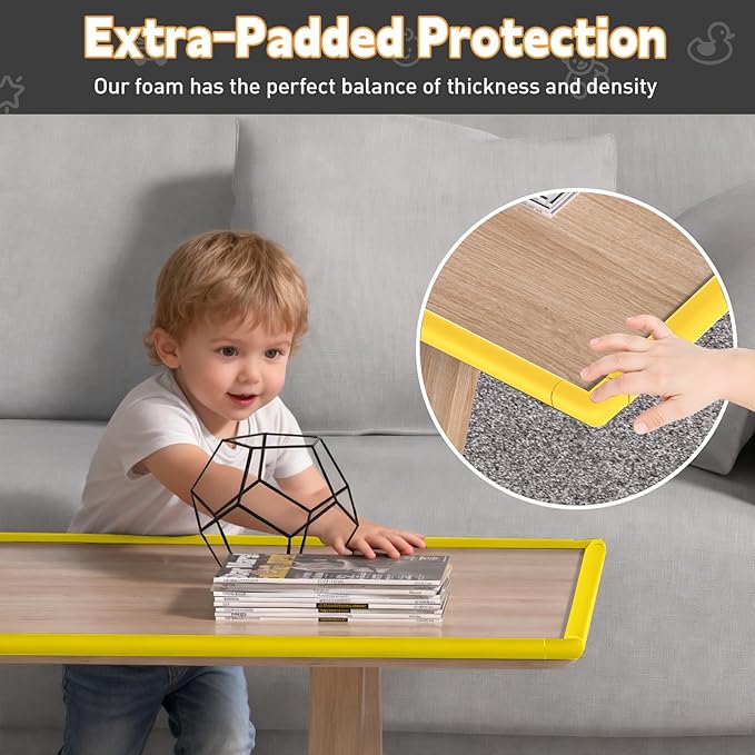 Thick Corner Edge Protector for Baby Proofing, 6.56Ft Furniture Edge Bumper with 10 L-Shaped & Soft Foam Corner Guards,Adhesive Baby proofing Bumper for Table, Small Toddler Bed (Yellow)