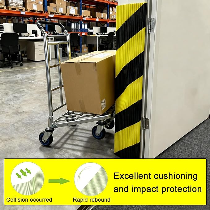 Garage Wall Protector 196.9in/5m, Yellow Black High-Visibility Foam Edge Guard for Car Door, Self-Adhesive 0.39in Thick Bumper Padding, Parking Warehouse Home Furniture (7.9in/20cm Wide)