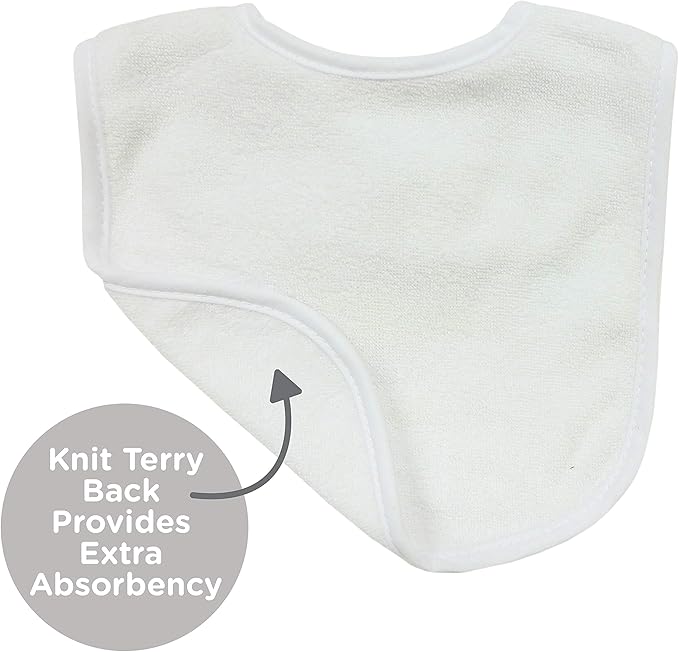 Neat Solutions 2-Ply Knit Terry Solid Color Feeder Bibs in White - 20 Pack