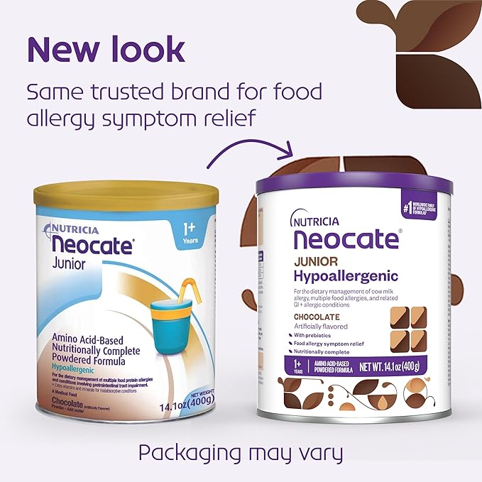 Neocate Junior - 1+ years - Hypoallergenic Toddler Formula for Food Allergy Relief - Nutritionally Complete Dairy Free Formula - Chocolate, 14.1 oz