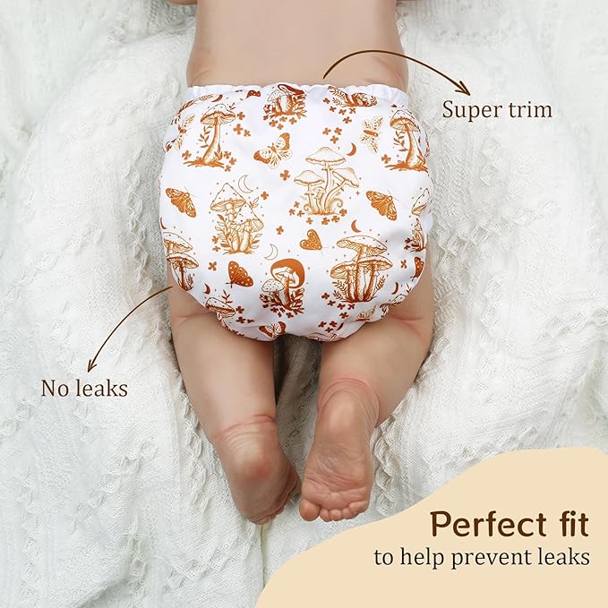 Mama Koala Reusable Adjustable Cloth Diaper Covers with Double Gusset for Girls and Boys, Snap Closure, Size M (Vibrant Mush-M)